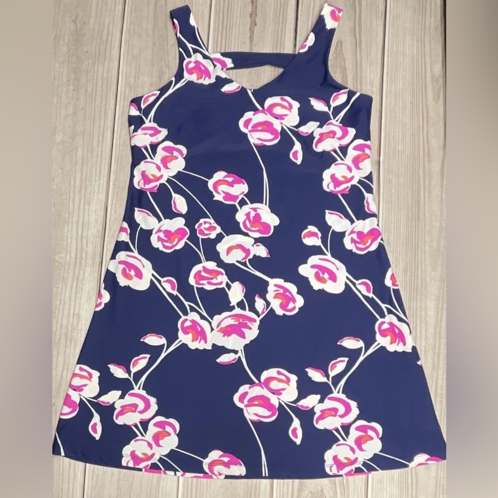 Gingy Women’s Size Large Floral Flowered Dress Blue & Pink